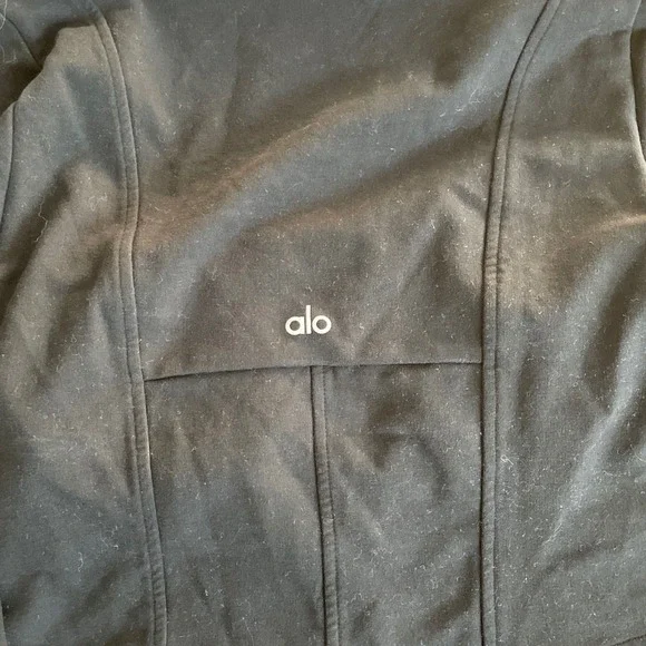 Alo Yoga Womens Black Long Sleeve Corset Top Square Neck Curved Hem Medium - Picture 8 of 9